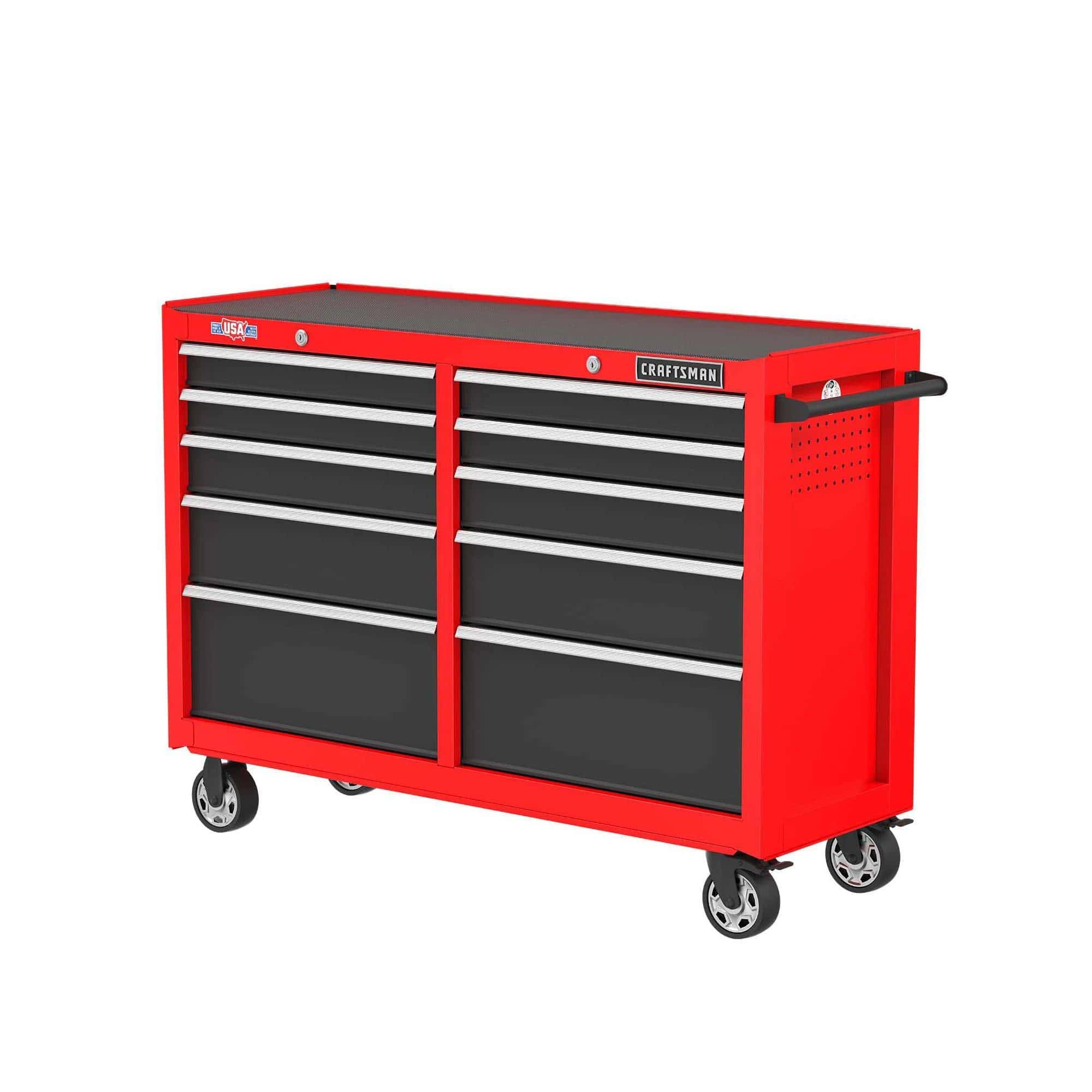 CRAFTSMAN CMST98273RB 2000 Series 52-in W x 37.5-in H 10-Drawer Steel Rolling Tool Cabinet (Red)