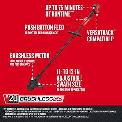 CRAFTSMAN Brushless RP 20-volt Max 13-in Straight Shaft Battery String Trimmer 5 Ah (Battery and Charger Included)