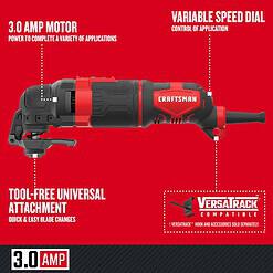 CRAFTSMAN 10-Piece Corded 3-Amp Variable Speed Oscillating Multi-Tool Kit with Soft Case