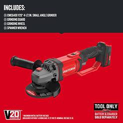 CRAFTSMAN V20 4.5-in 20-volt Max Trigger Switch Cordless Angle Grinder (Tool Only)