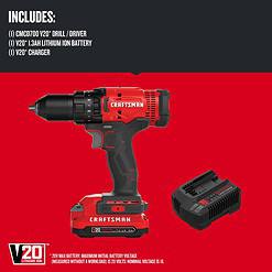 CRAFTSMAN V20 20-volt Max 1/2-in Cordless Drill (1-Battery Included, Charger Included)