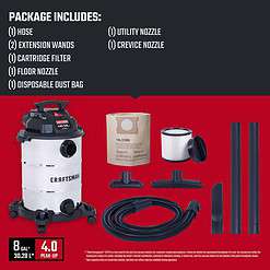 CRAFTSMAN 8-Gallons Corded Wet/Dry Shop Vacuum with Accessories Included
