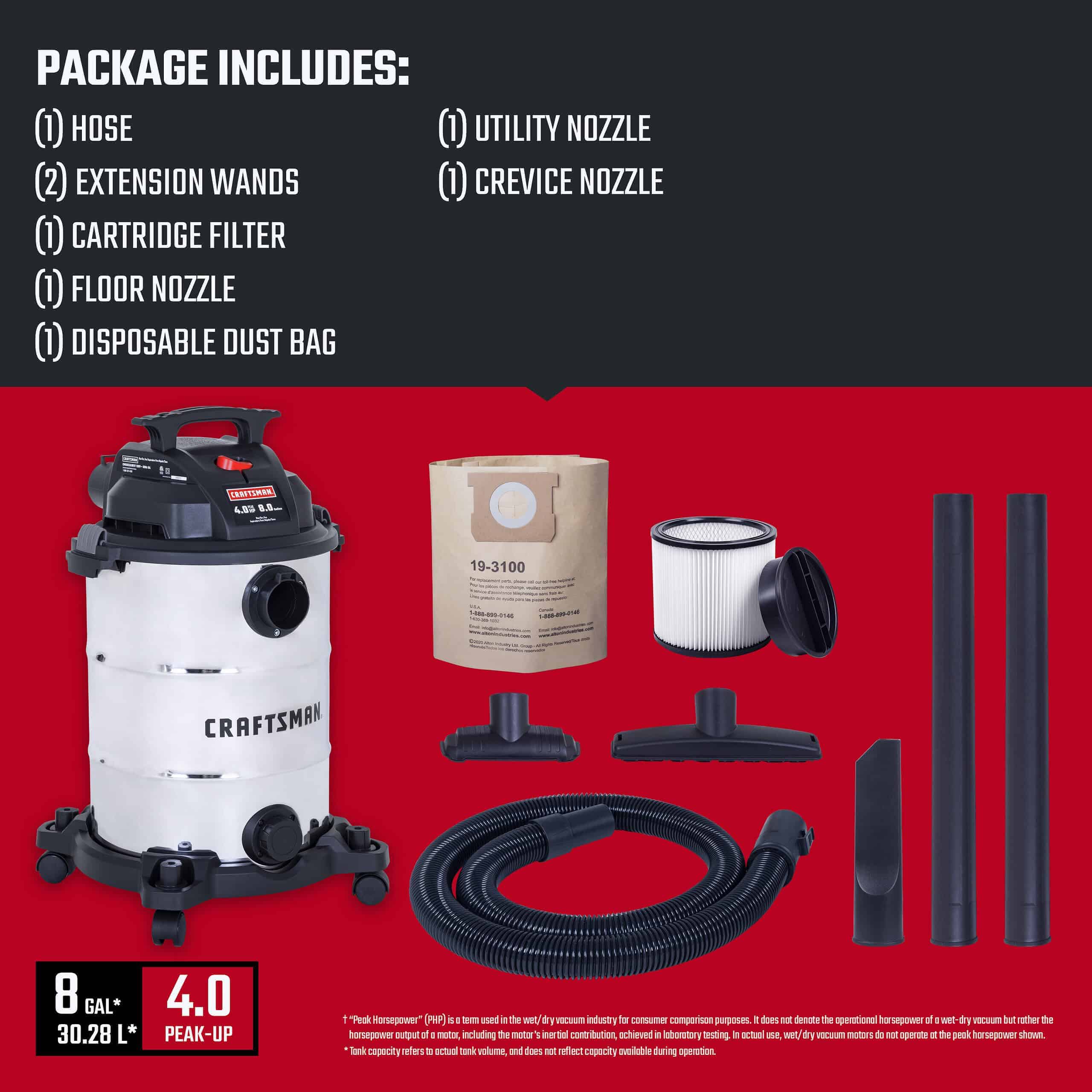 CRAFTSMAN 8-Gallons Corded Wet/Dry Shop Vacuum with Accessories Included