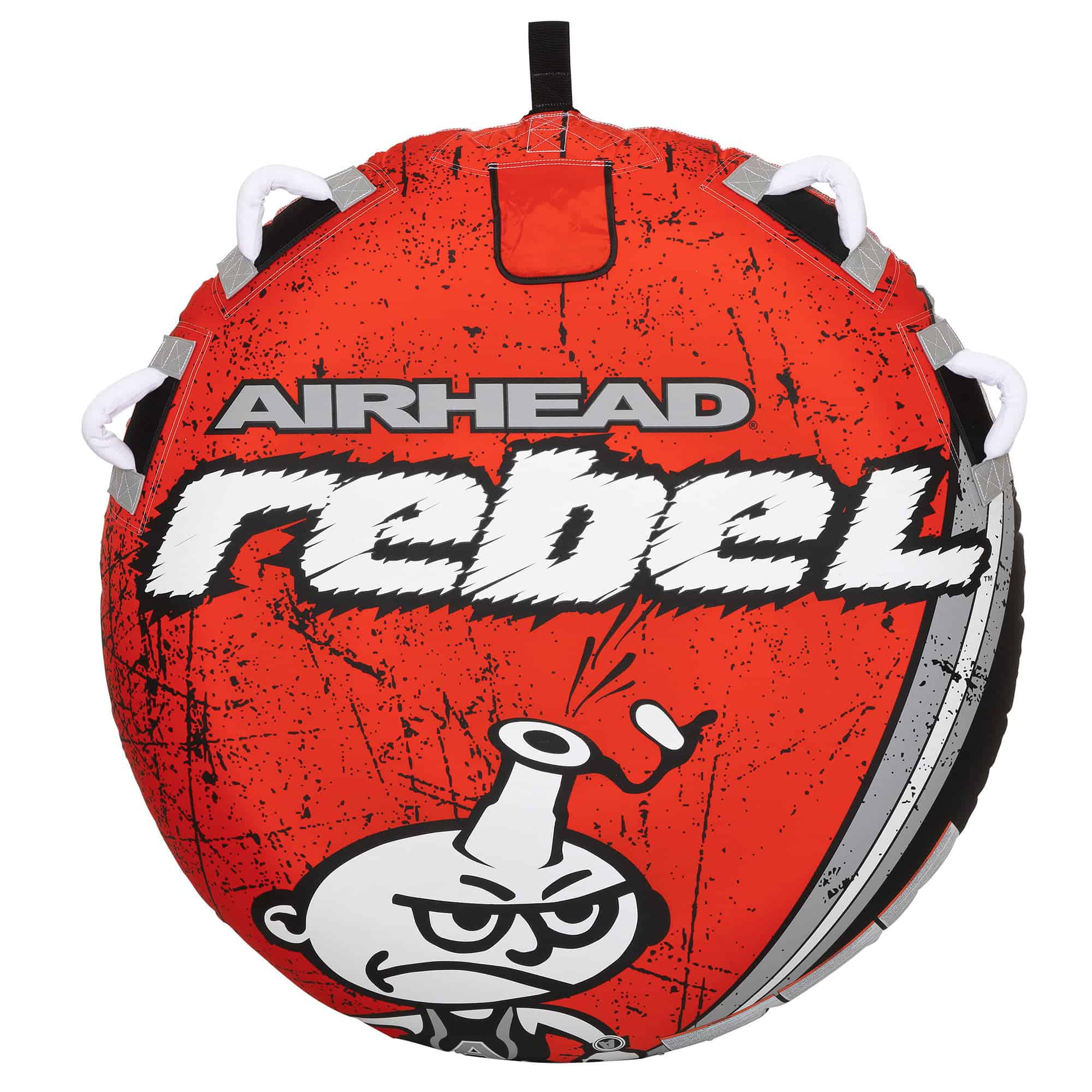 Airhead Rebel 54 In. 1 Person Durable Red Towable Tube Kit with Rope and 12V Pump