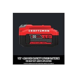 CRAFTSMAN 20-volt Max 200-CFM 90-MPH Battery Handheld Leaf Blower 4 Ah (Battery and Charger Included)