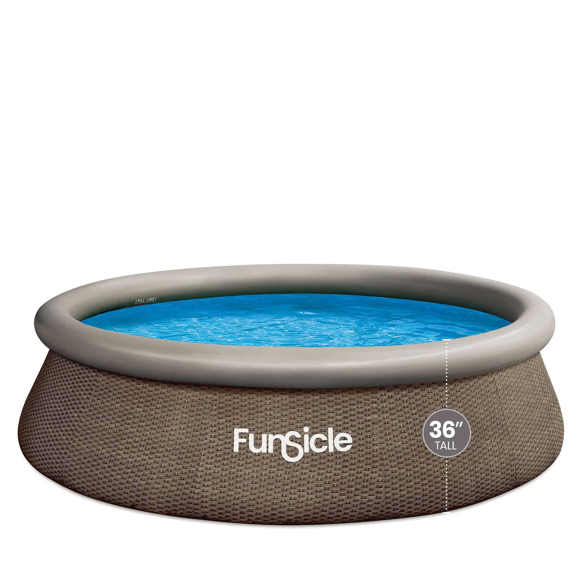Funsicle 12ft x 36in Round QuickSet Designer Above Ground Pool, Dark Triple Basketweave with Cartridge Filter Pump, Age 6 & up