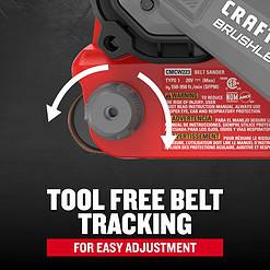 CRAFTSMAN 20-Volt Brushless Cordless Variable Speed Belt Sander with Dust Management
