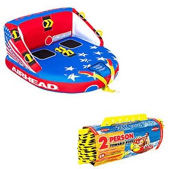Airhead Patriot 2-Person Towable Kwik-Connect Chariot Style Tube with Tow Rope