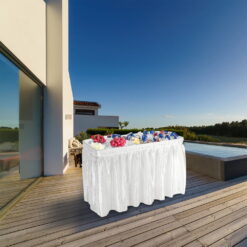 VINGLI 4 Foot Party Ice Cooler Folding Table, Portable Tailgate Camp Fishing Cleaning Table, Plastic with Matching Skirt