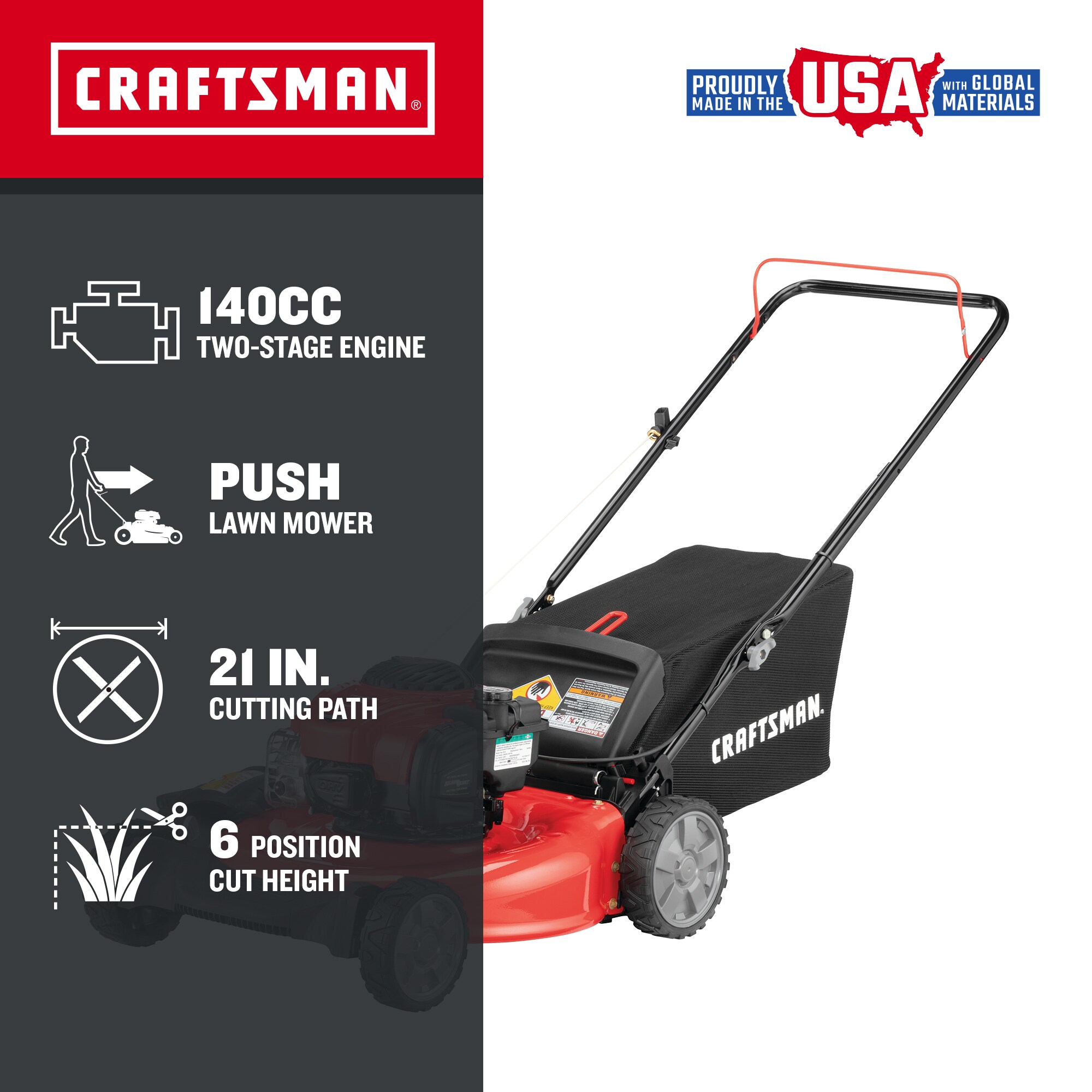CRAFTSMAN CMXGMAM1125499 M110 140-cc 21-in Push Gas Lawn Mower with Briggs & Stratton Engine - Image 2
