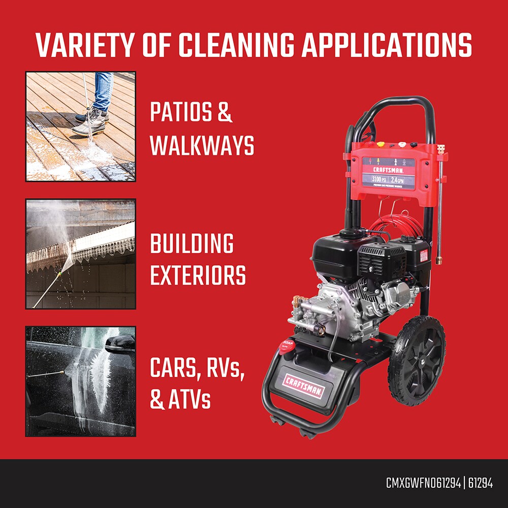CRAFTSMAN 3100 PSI at 2.4-GPM 3100 PSI 2.4-Gallons Cold Water Gas Pressure Washer - Image 13