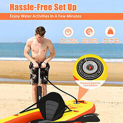 Goplus 10.8' Inflatable Kayak Set K1 1-Person Sit-On-Top Kayak with Oars Yellow
