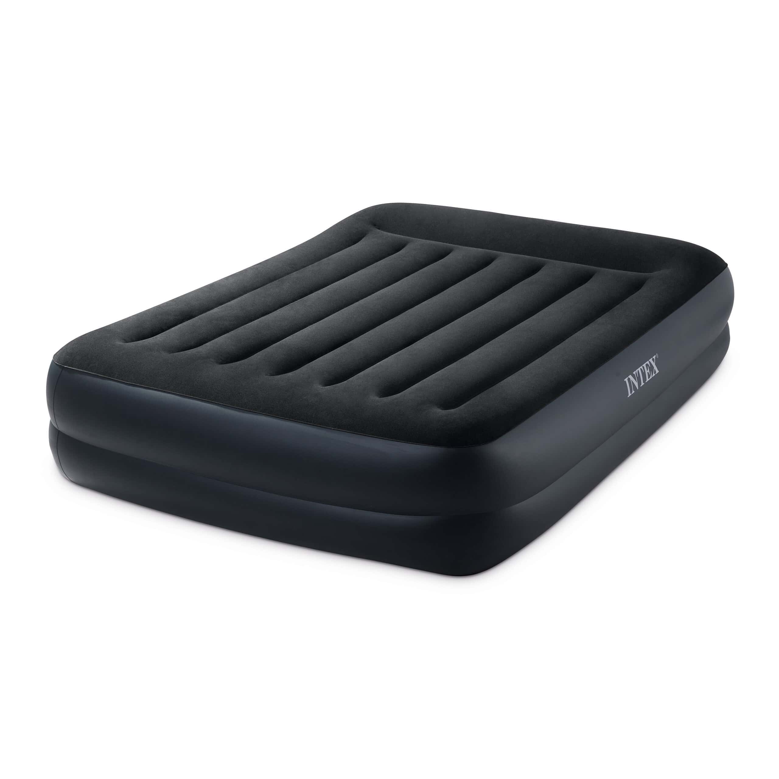 Intex 64123ED Dura Beam Plus 16" Pillow Raised Air Mattress with Built in Pump, Queen, Navy