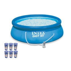 Intex 15' x 48" Easy Set Above Ground Swimming Pool Kit w/ 6 Replacement Filters