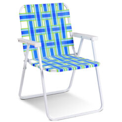 Costway 6pcs Folding Beach Chair Camping Lawn Webbing Chair Lightweight 1 Position Blue