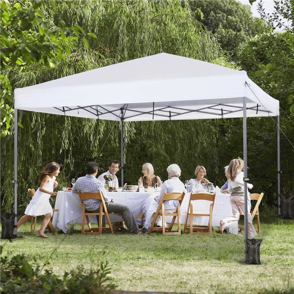 Topeakmart 12x12ft Commercial Pop-up Canopy Adjustable UPF 50+ Instant Tent with Single-person Setup Mechanism, White