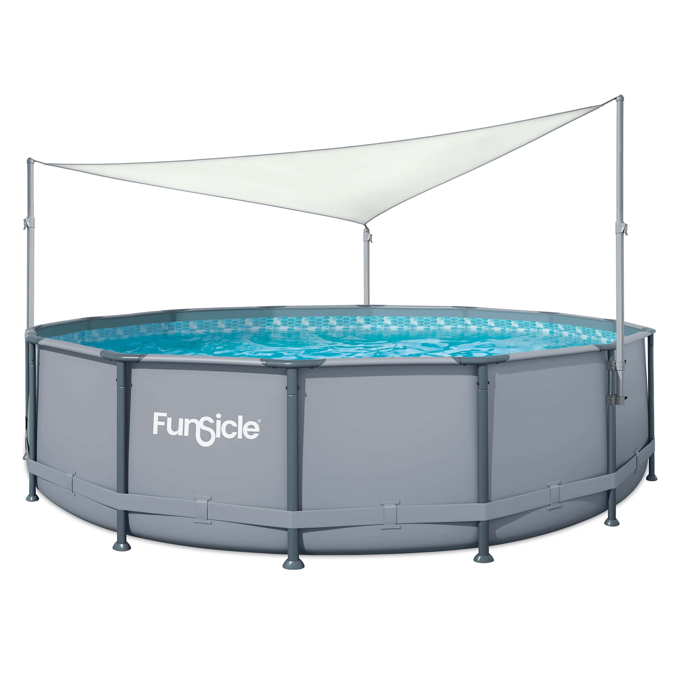 Funsicle Above Ground Swimming Pool Canopy, Sun Shade, White, Triangular, Adults, Unisex