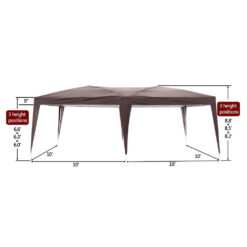 UBesGoo Easy Pop Up Canopy Party Tent, Coffee Brown with 4 Removable Sidewalls 10-Feet x 20-Feet