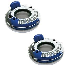 Intex River Run Inflatable Floating Water Tube Raft for Lake/Pool/River (2 Pack)