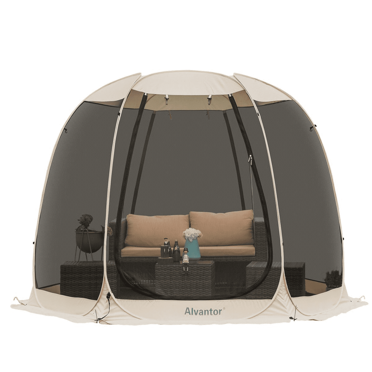 10'x10' Gazebo Pop Up with Mosquito Netting Portable Beige