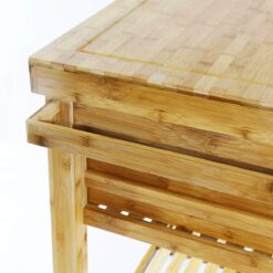 Home Aesthetics Rolling Kitchen Island Cart with Drawers Shelves, Towel Rack, Bamboo Wood