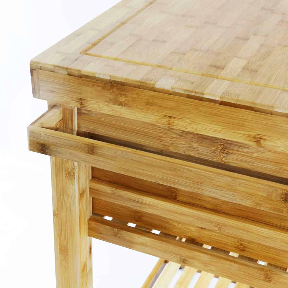 Home Aesthetics Rolling Kitchen Island Cart with Drawers Shelves, Towel Rack, Bamboo Wood