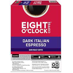 Eight O'Clock Coffee Dark Italian Espresso Roast Keurig Single-Serve K-Cup Pods, Dark Roast Coffee, 96 Count (4 Packs of 24)