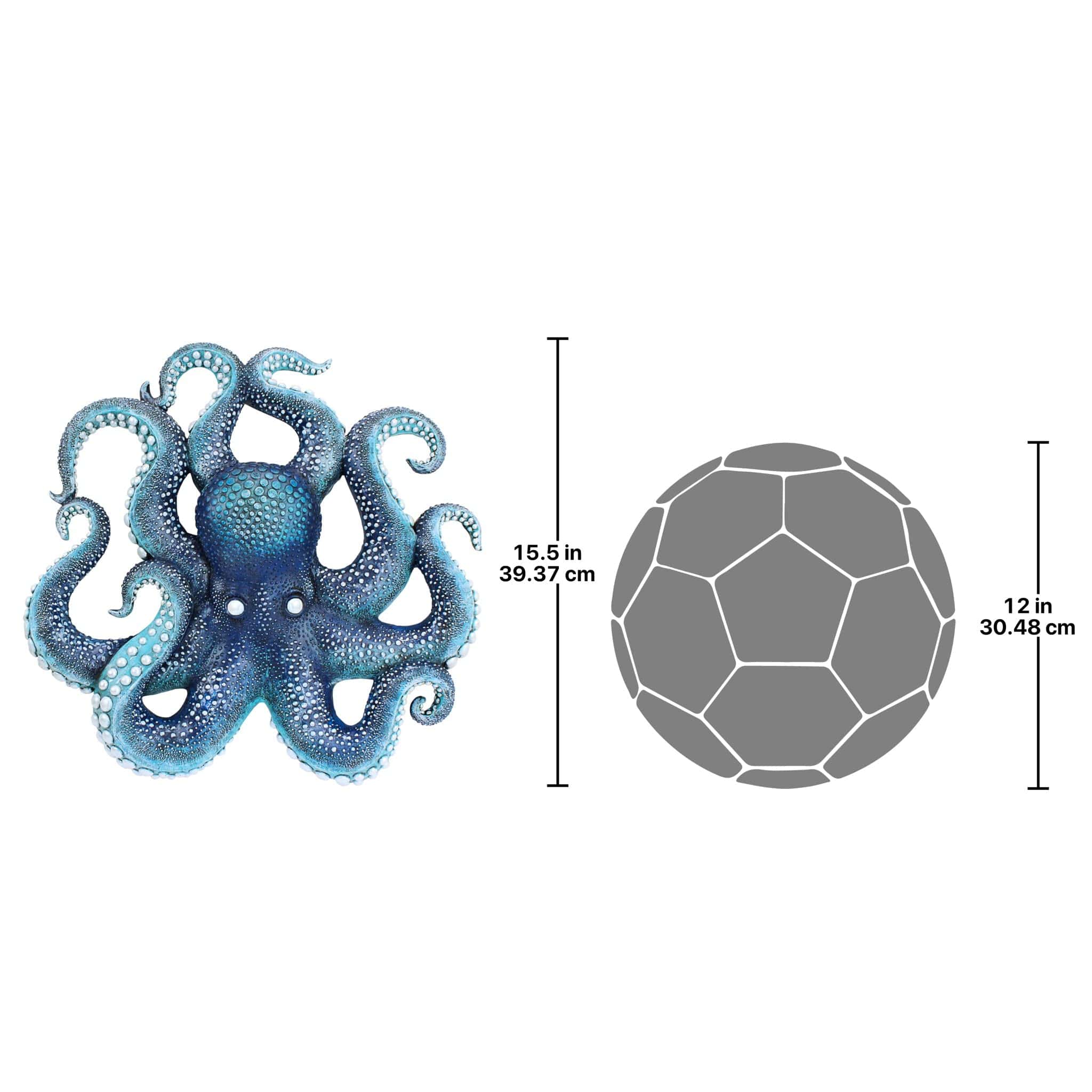 Design Toscano Deadly Blue Octopus of the Coral Reef Wall Sculpture, 3.00" x 16.00", Full Color Finish
