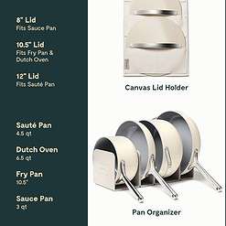 Caraway Nonstick Ceramic Cookware Set (12 Piece) Pots, Pans, 3 Lids and Kitchen Storage - Cream