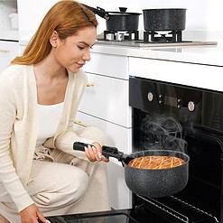 SODAY 15Pcs Pots and Pans Set Non Stick, Cookware Sets with Detachable Handle, Black