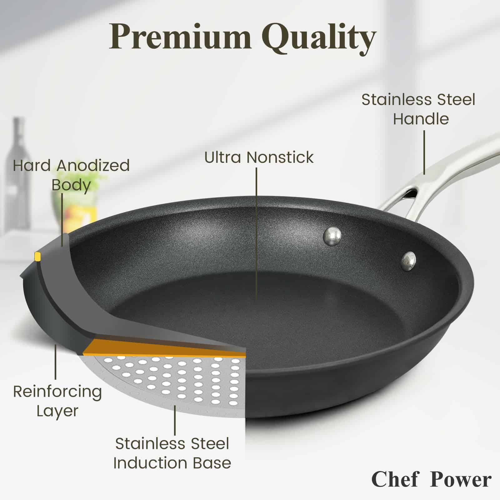 Chef Power Hard Anodized Nonstick Cookware Sets 10 Piece, Kitchen Induction Cooking Sets, Dishwasher Safe