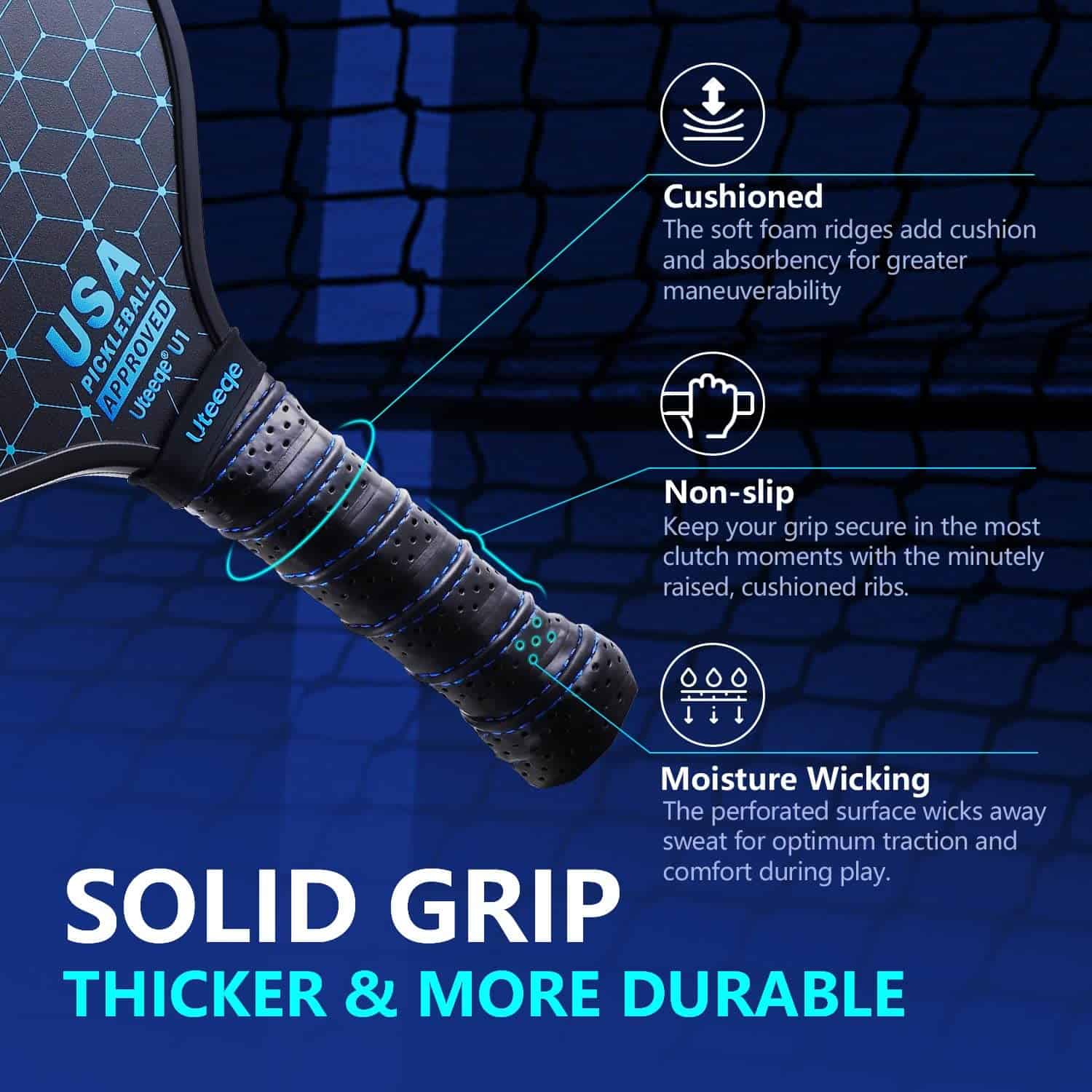 Uteeqe Pickleball Paddles Set of 2 - Graphite Surface with High Grit & Spin