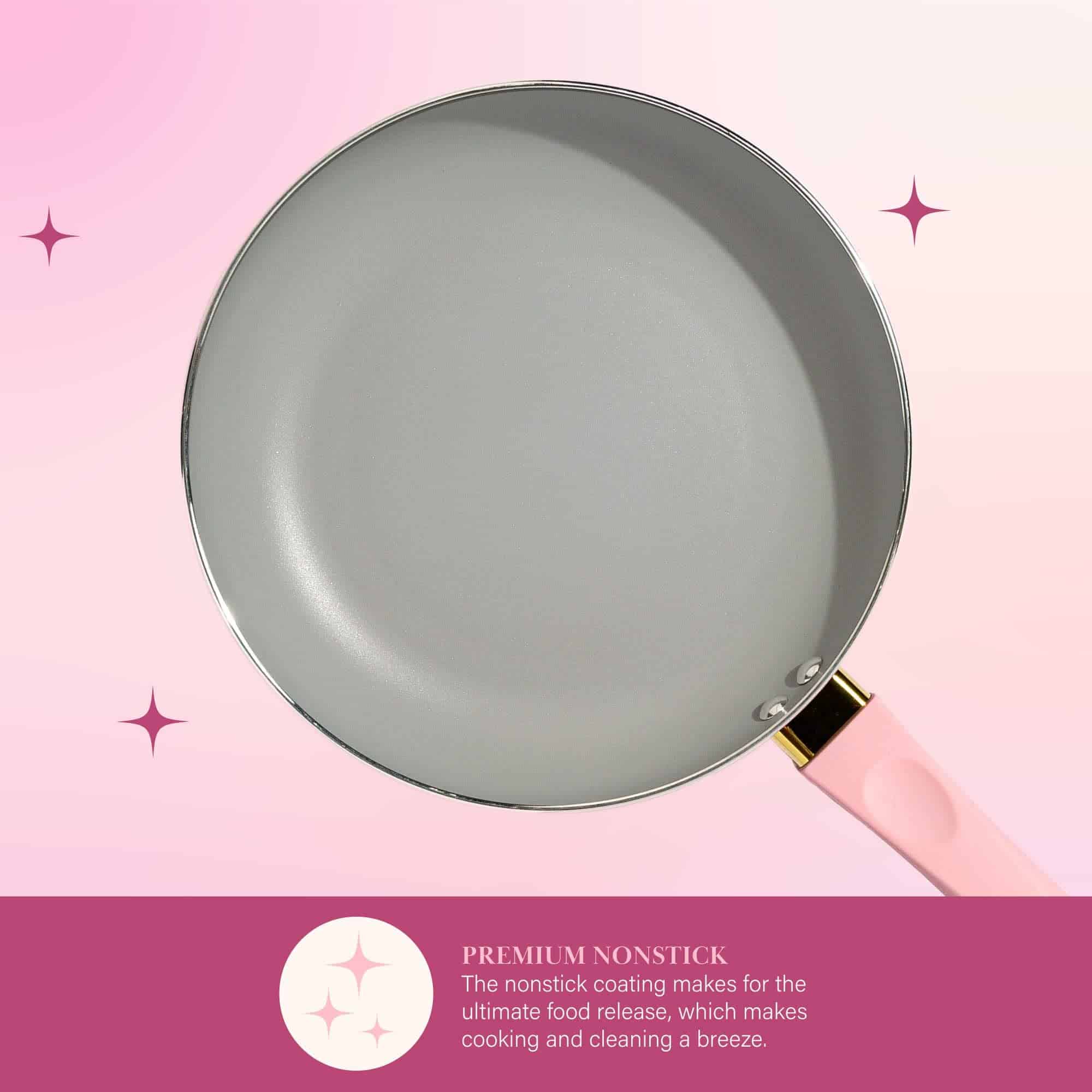 Paris Hilton Epic Nonstick Pots and Pans Set, Dishwasher Safe Cookware Set, 12-Piece, Pink