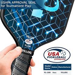 YILLOG Pickleball Paddles, USAPA Approved Pickleball Paddle Set of 4, Fiberglass Surface Pickleball Set, 4 Pickleball Balls