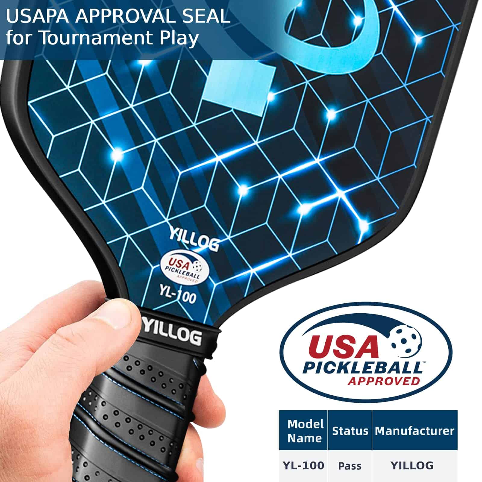 YILLOG Pickleball Paddles, USAPA Approved Pickleball Paddle Set of 4, Fiberglass Surface Pickleball Set, 4 Pickleball Balls