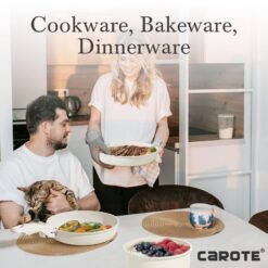 CAROTE 11pcs Pots and Pans Set Non Stick, Cookware Sets Detachable Handle, Cream White