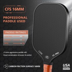 CZRR Pickleball Paddle, USA Pickleball Approved, 3K Raw Carbon Fiber Surface (CFS) High Grit & Spin, 16MM-1PC