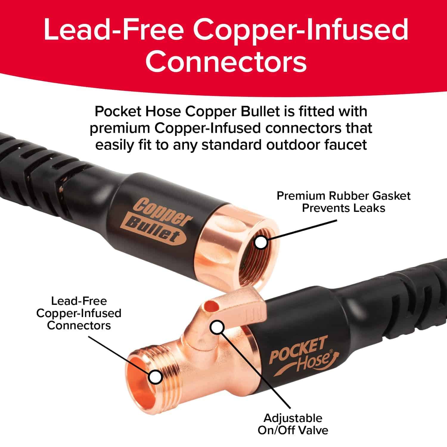 Pocket Hose Copper Bullet Expandable Garden Hose w/10 Pattern Thumb Spray Nozzle