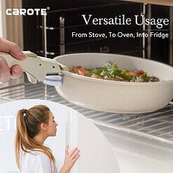 CAROTE 11pcs Pots and Pans Set Non Stick, Cookware Sets Detachable Handle, Cream White