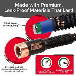 Pocket Hose Copper Bullet Expandable Garden Hose w/10 Pattern Thumb Spray Nozzle