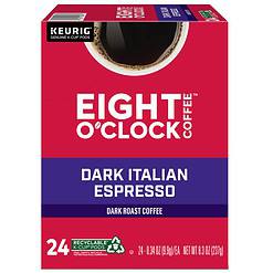 Eight O'Clock Coffee Dark Italian Espresso Roast Keurig Single-Serve K-Cup Pods, Dark Roast Coffee, 96 Count (4 Packs of 24)
