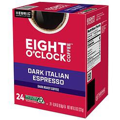Eight O'Clock Coffee Dark Italian Espresso Roast Keurig Single-Serve K-Cup Pods, Dark Roast Coffee, 96 Count (4 Packs of 24)