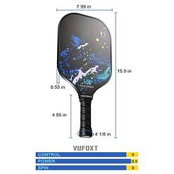 VUFOXT Pickleball Paddles Set of 2, Lightweight Paddles with 4 Balls 1 Bag for Beginners Medium (Blue Waves)