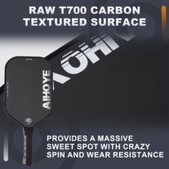 Aihoye PRO Pickleball Paddles- Raw T700 Carbon Fiber Textured Surface (CFS) with High Grit & Spin