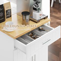 Shintenchi Kitchen Island Cart with Storage, Rolling Side Table on Wheels, White