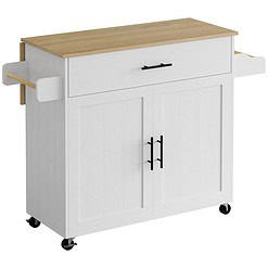 IRONCK Rolling Kitchen Island Table on Wheels, White