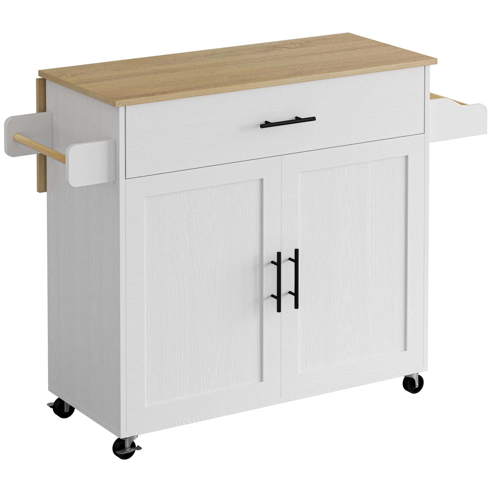 IRONCK Rolling Kitchen Island Table on Wheels, White