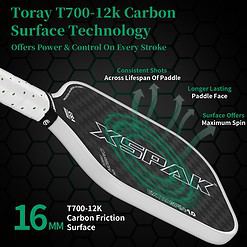 XS XSPAK 12K Carbon Fiber Pickleball Paddle - Tournament Edition