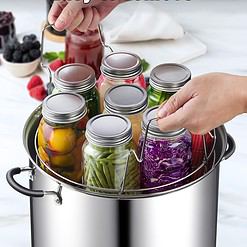 Cook N Home Water Bath Canner with Jar Rack & Glass Lid, Professional Stainless Steel Canning Pot 20 Quart