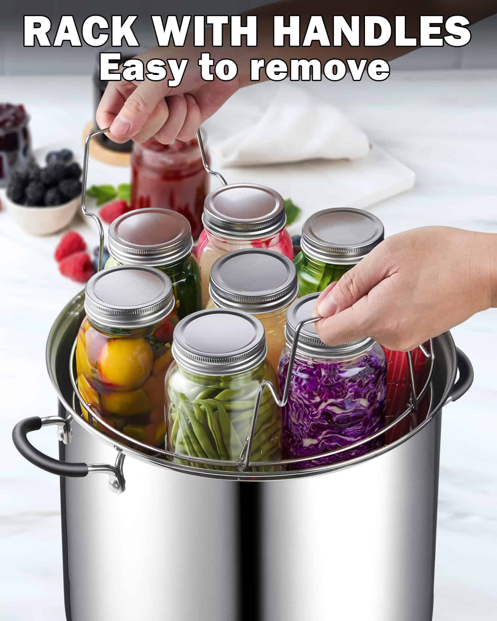Cook N Home Water Bath Canner with Jar Rack & Glass Lid, Professional Stainless Steel Canning Pot 20 Quart